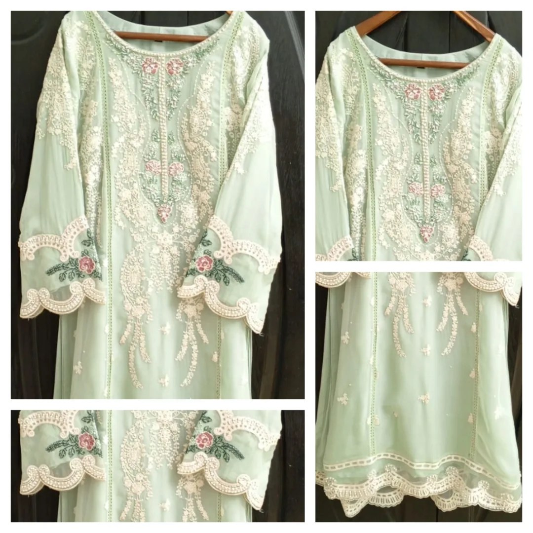 light sea green embroidered shirt