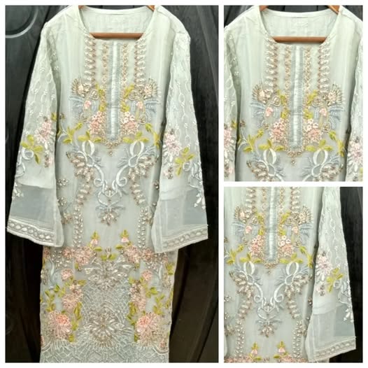 luxurious pastel green organza shirt