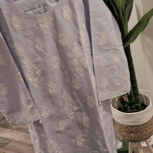 Soft Blue Floral Embroidered Kurta