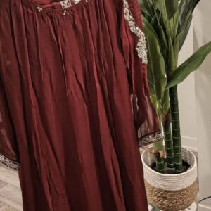 Deep Maroon Beaded Sleeve Kurta